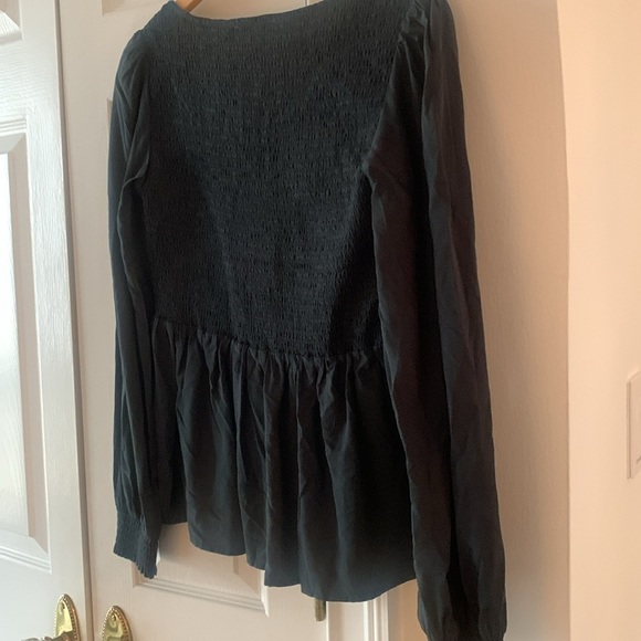 NWT Serra by Joie Premium Boutique Vintage Smocked Blouse Black Small - Picture 8 of 10